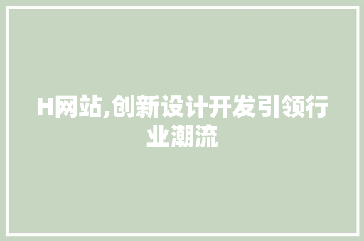 H网站,创新设计开发引领行业潮流