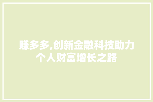 赚多多,创新金融科技助力个人财富增长之路 建站教程