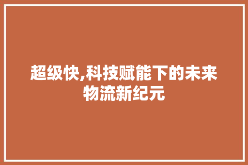超级快,科技赋能下的未来物流新纪元