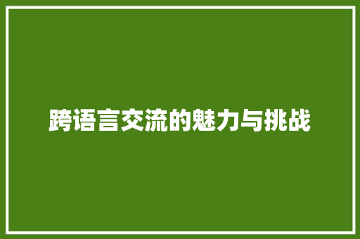 跨语言交流的魅力与挑战