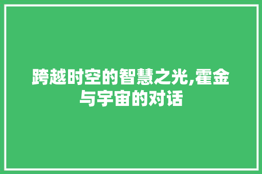 跨越时空的智慧之光,霍金与宇宙的对话 友链在线