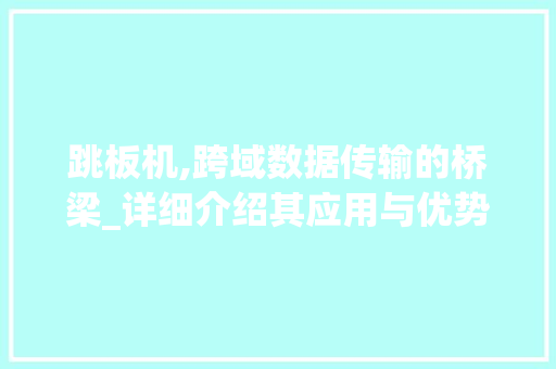跳板机,跨域数据传输的桥梁_详细介绍其应用与优势 WordPress教程