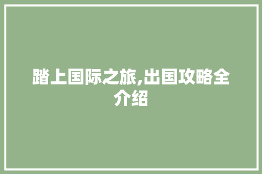 踏上国际之旅,出国攻略全介绍 服务器/数据库