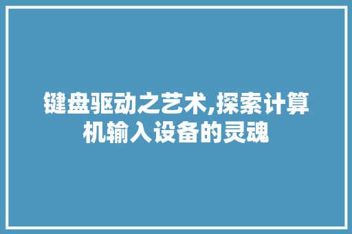键盘驱动之艺术,探索计算机输入设备的灵魂