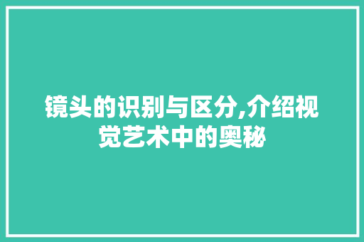 镜头的识别与区分,介绍视觉艺术中的奥秘