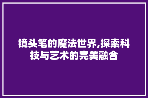 镜头笔的魔法世界,探索科技与艺术的完美融合