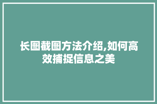 长图截图方法介绍,如何高效捕捉信息之美