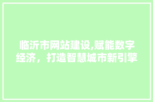 临沂市网站建设,赋能数字经济，打造智慧城市新引擎