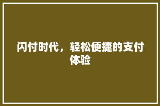 闪付时代，轻松便捷的支付体验