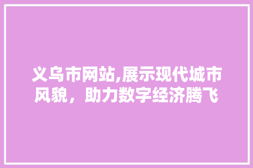 义乌市网站,展示现代城市风貌，助力数字经济腾飞