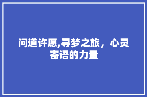 问道许愿,寻梦之旅，心灵寄语的力量 友链在线