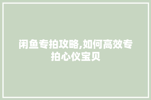 闲鱼专拍攻略,如何高效专拍心仪宝贝