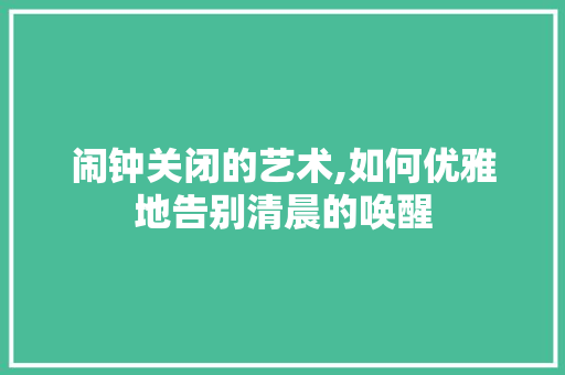 闹钟关闭的艺术,如何优雅地告别清晨的唤醒