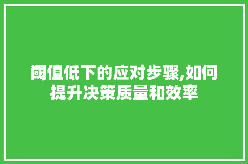 阈值低下的应对步骤,如何提升决策质量和效率