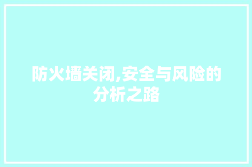 防火墙关闭,安全与风险的分析之路