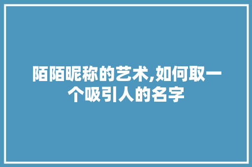 陌陌昵称的艺术,如何取一个吸引人的名字 建站教程