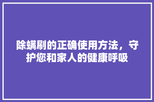 除螨刷的正确使用方法，守护您和家人的健康呼吸 SEO教程