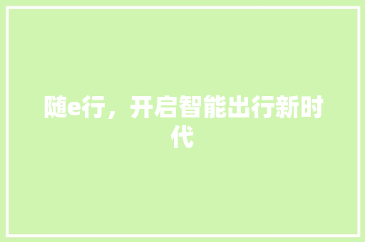 随e行，开启智能出行新时代