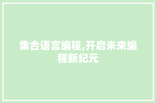 集合语言编程,开启未来编程新纪元 SEO教程