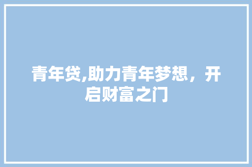 青年贷,助力青年梦想，开启财富之门