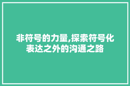 非符号的力量,探索符号化表达之外的沟通之路