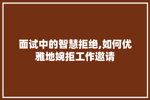 面试中的智慧拒绝,如何优雅地婉拒工作邀请