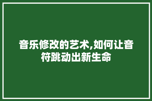音乐修改的艺术,如何让音符跳动出新生命