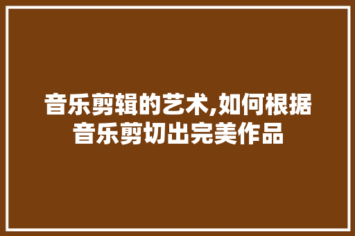 音乐剪辑的艺术,如何根据音乐剪切出完美作品