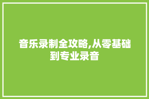 音乐录制全攻略,从零基础到专业录音