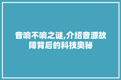 音响不响之谜,介绍音源故障背后的科技奥秘