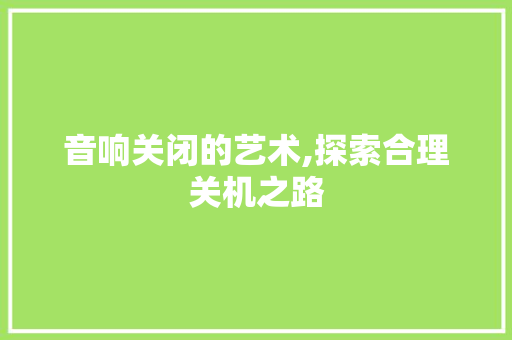 音响关闭的艺术,探索合理关机之路