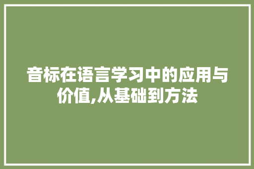 音标在语言学习中的应用与价值,从基础到方法 友链在线
