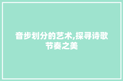 音步划分的艺术,探寻诗歌节奏之美 服务器/数据库