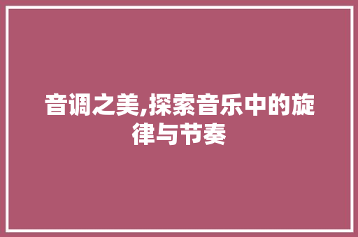 音调之美,探索音乐中的旋律与节奏 友链在线