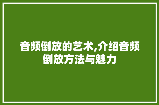 音频倒放的艺术,介绍音频倒放方法与魅力