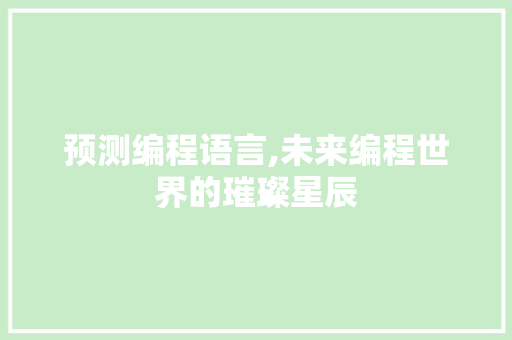 预测编程语言,未来编程世界的璀璨星辰
