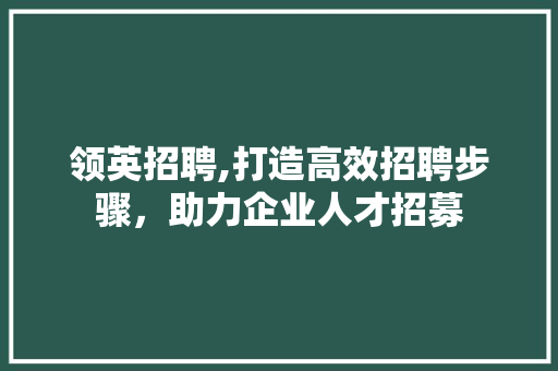 领英招聘,打造高效招聘步骤，助力企业人才招募