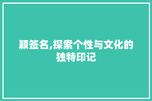 颖签名,探索个性与文化的独特印记