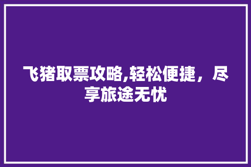 飞猪取票攻略,轻松便捷，尽享旅途无忧