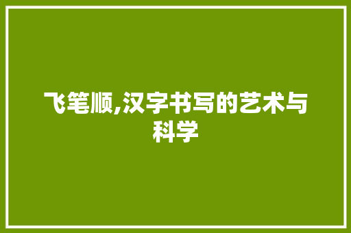 飞笔顺,汉字书写的艺术与科学