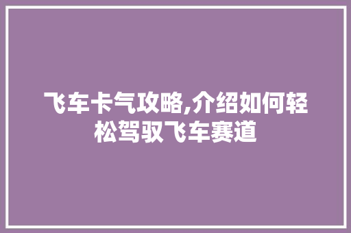 飞车卡气攻略,介绍如何轻松驾驭飞车赛道