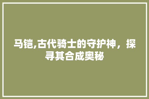 马铠,古代骑士的守护神，探寻其合成奥秘 服务器/数据库