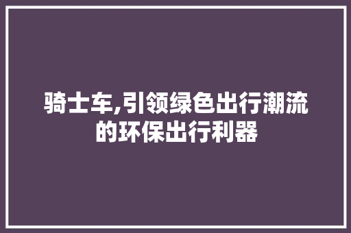 骑士车,引领绿色出行潮流的环保出行利器 WordPress教程