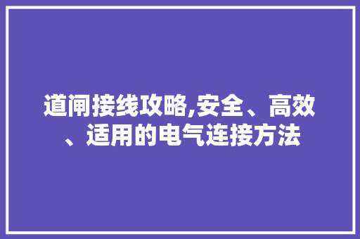 道闸接线攻略,安全、高效、适用的电气连接方法