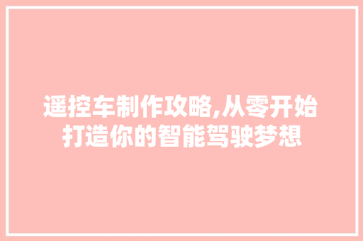 遥控车制作攻略,从零开始打造你的智能驾驶梦想