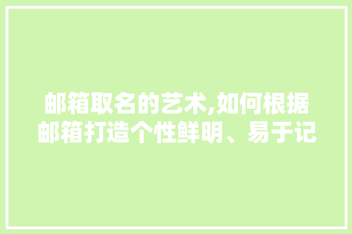 邮箱取名的艺术,如何根据邮箱打造个性鲜明、易于记忆的昵称