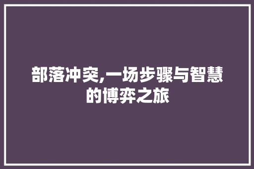 部落冲突,一场步骤与智慧的博弈之旅