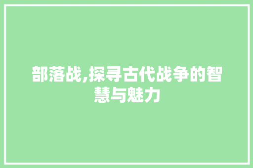 部落战,探寻古代战争的智慧与魅力