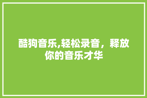 酷狗音乐,轻松录音，释放你的音乐才华