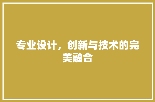 专业设计，创新与技术的完美融合